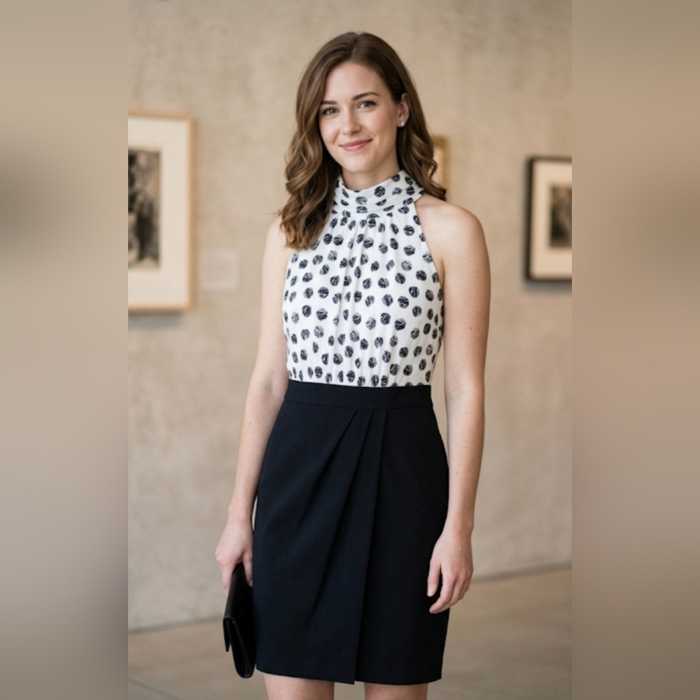 🌟New York & Company Black & White Printed Sheath Dress - Size 16 ✨